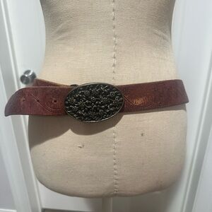 Lucky Brand embossed floral design leather belt